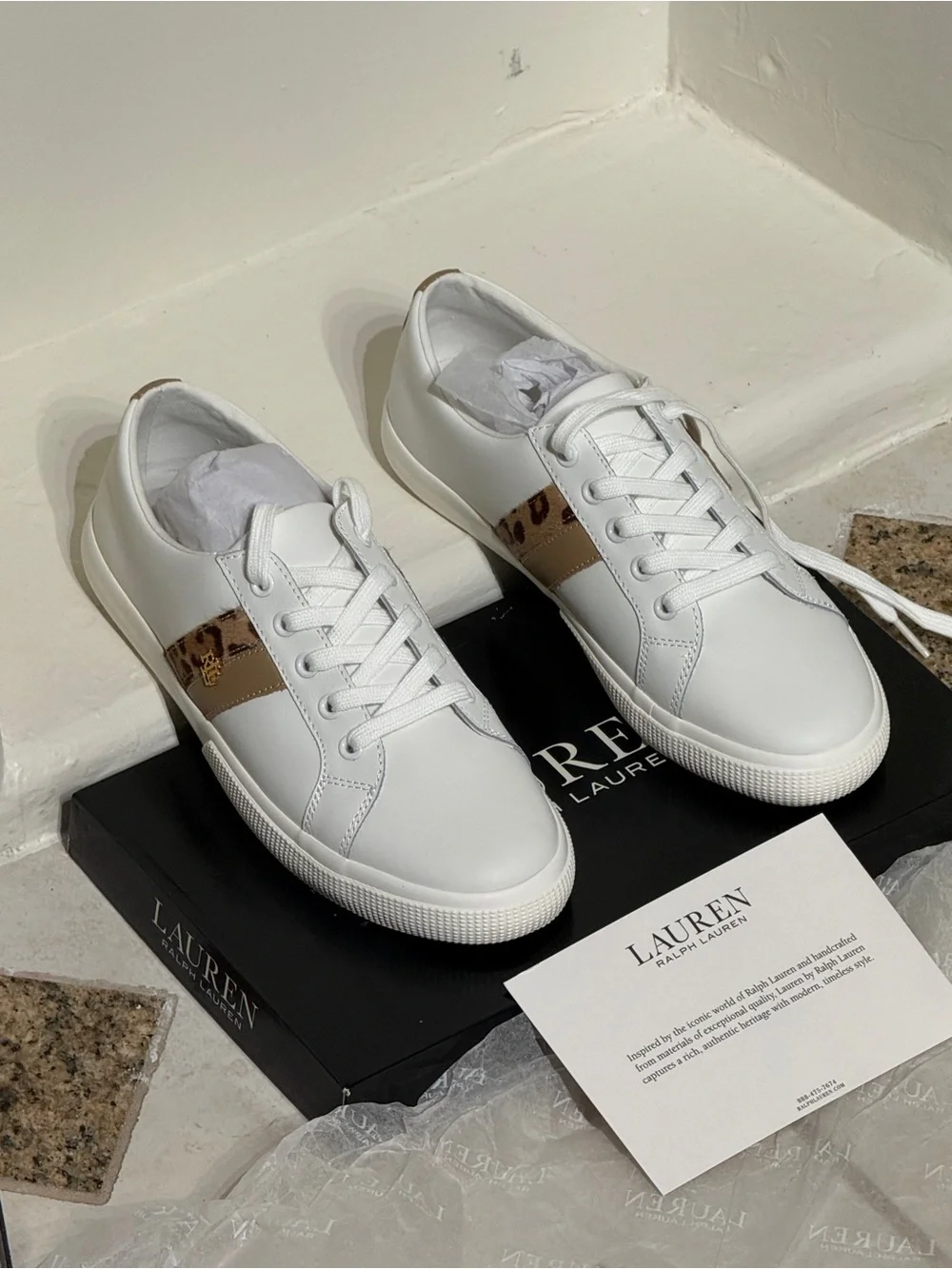 POLO RALPH LAUREN White Low-Top Leather Sneakers women’s size 9.5/ EU 41 *NEW*